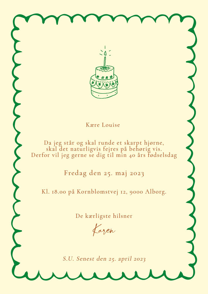 Invitationer - Karen Fødselsdagsinvitation